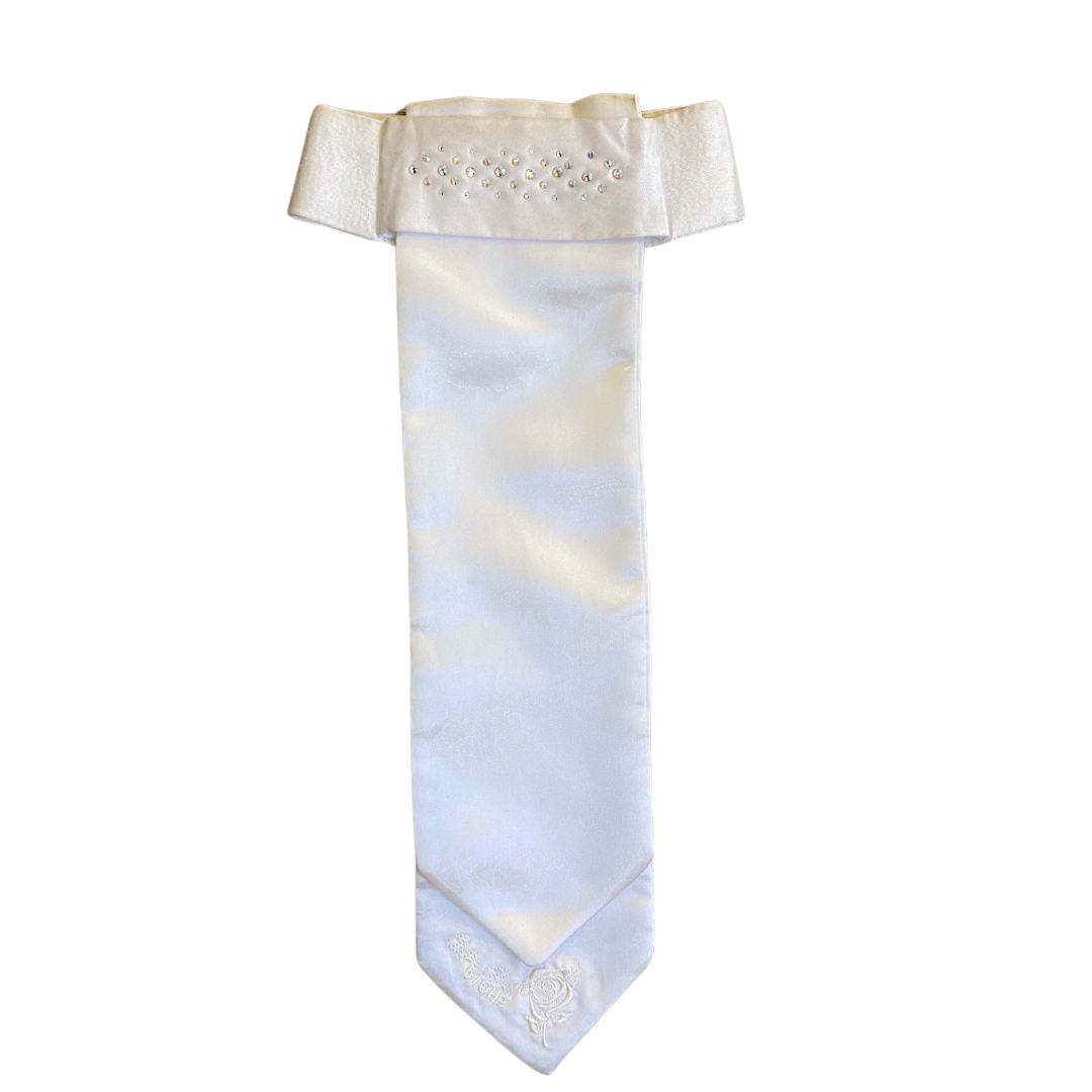 Cravate de concours blanche à strass QHP - Occasion