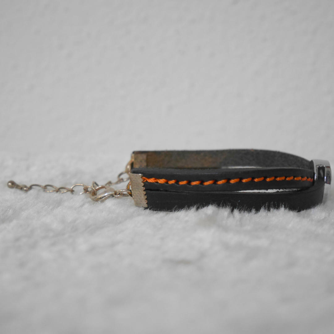 Bracelet fer à cheval noir et orange - Caliway