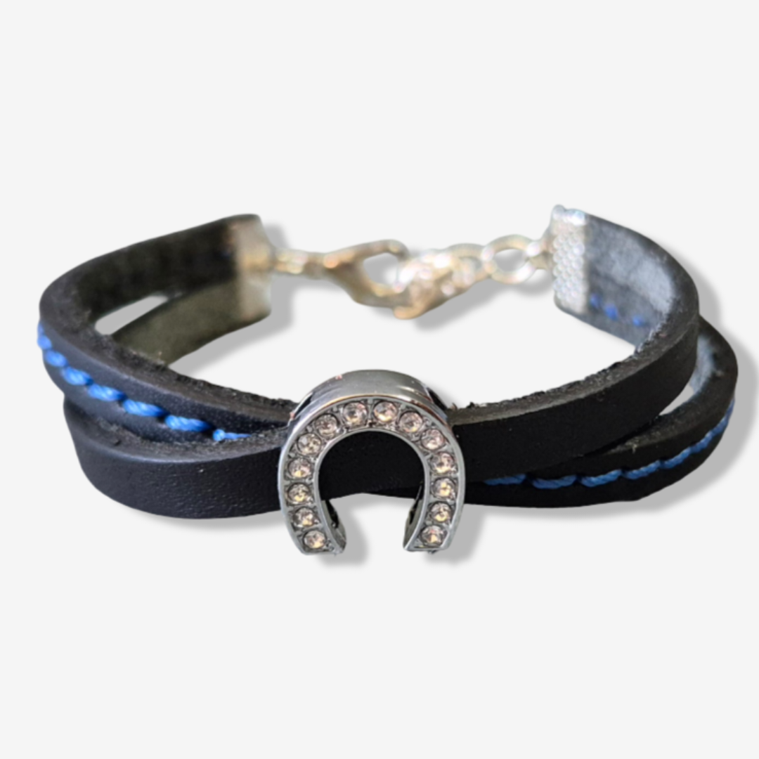 Bracelet fer à cheval noir et bleu azur - Caliway