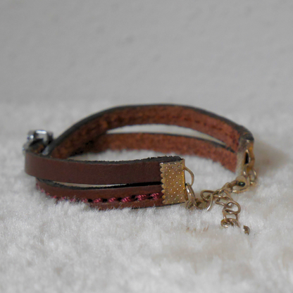 Bracelet patte de chien havane et bordeaux - Caliway