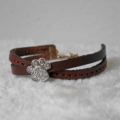 Bracelet patte de chien havane et bordeaux - Caliway