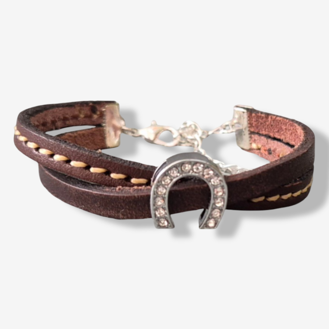 Bracelet fer à cheval havane et beige - Caliway