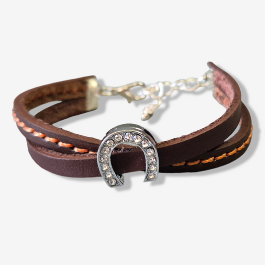 Bracelet fer à cheval havane et orange - Caliway