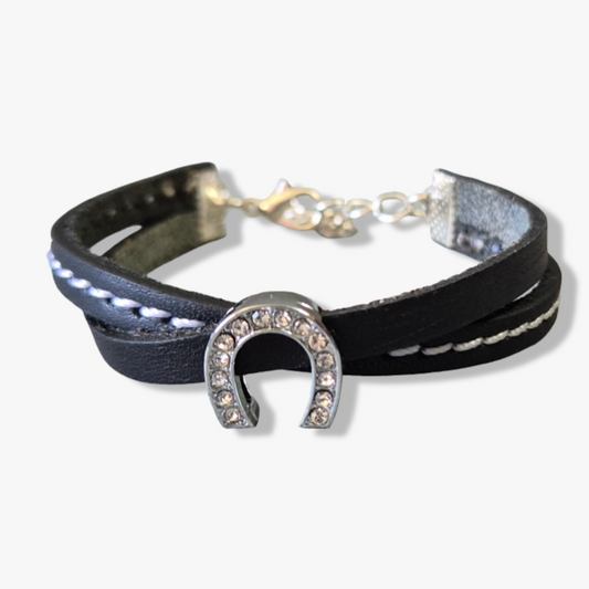 Bracelet fer à cheval noir et blanc - Caliway