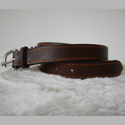 Ceinture en cuir havane et orange - Caliway