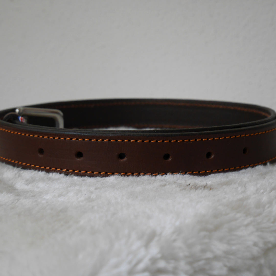 Ceinture en cuir havane et orange - Caliway