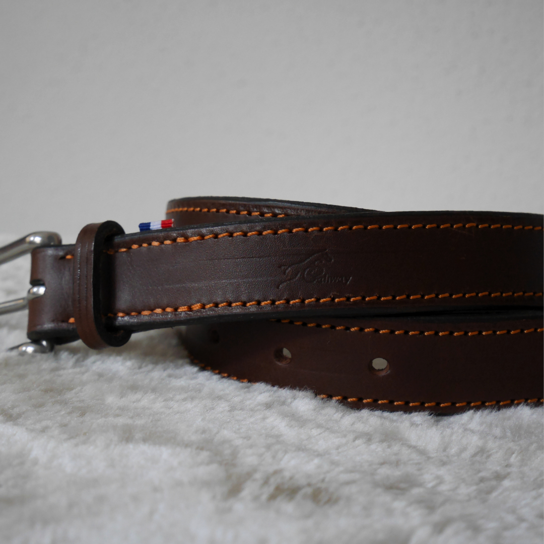 Ceinture en cuir havane et orange - Caliway