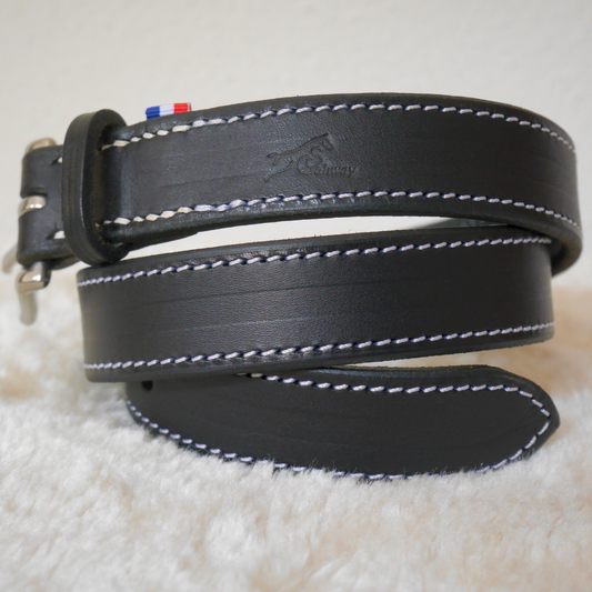 Ceinture en cuir noire et blanc - Caliway