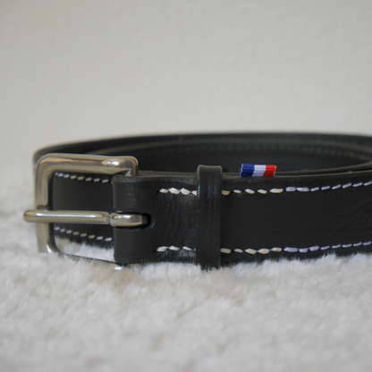 Ceinture en cuir noire et blanc - Caliway