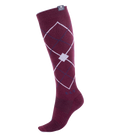 Chaussettes d'équitation Argyle bordeaux - ELT