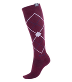 Chaussettes d'équitation Argyle bordeaux - ELT