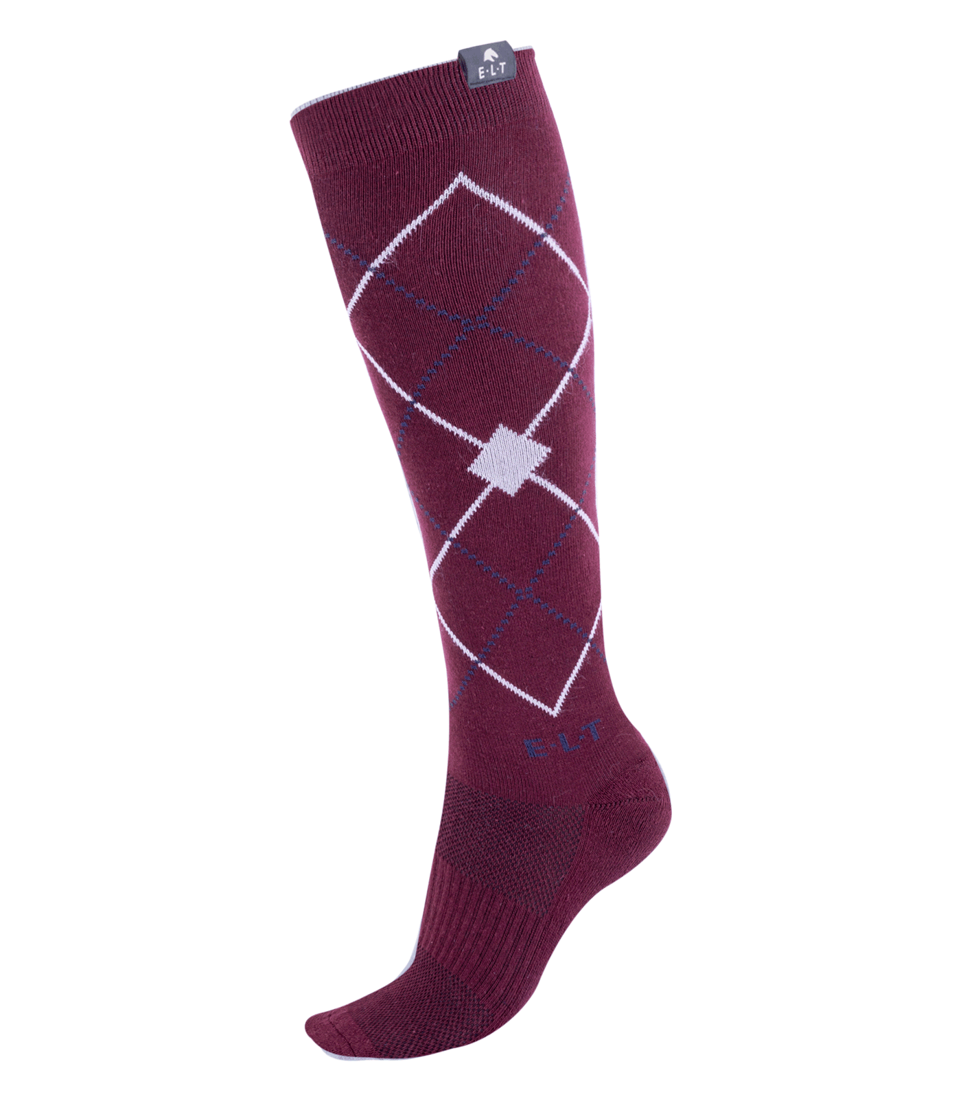 Chaussettes d'équitation Argyle bordeaux - ELT