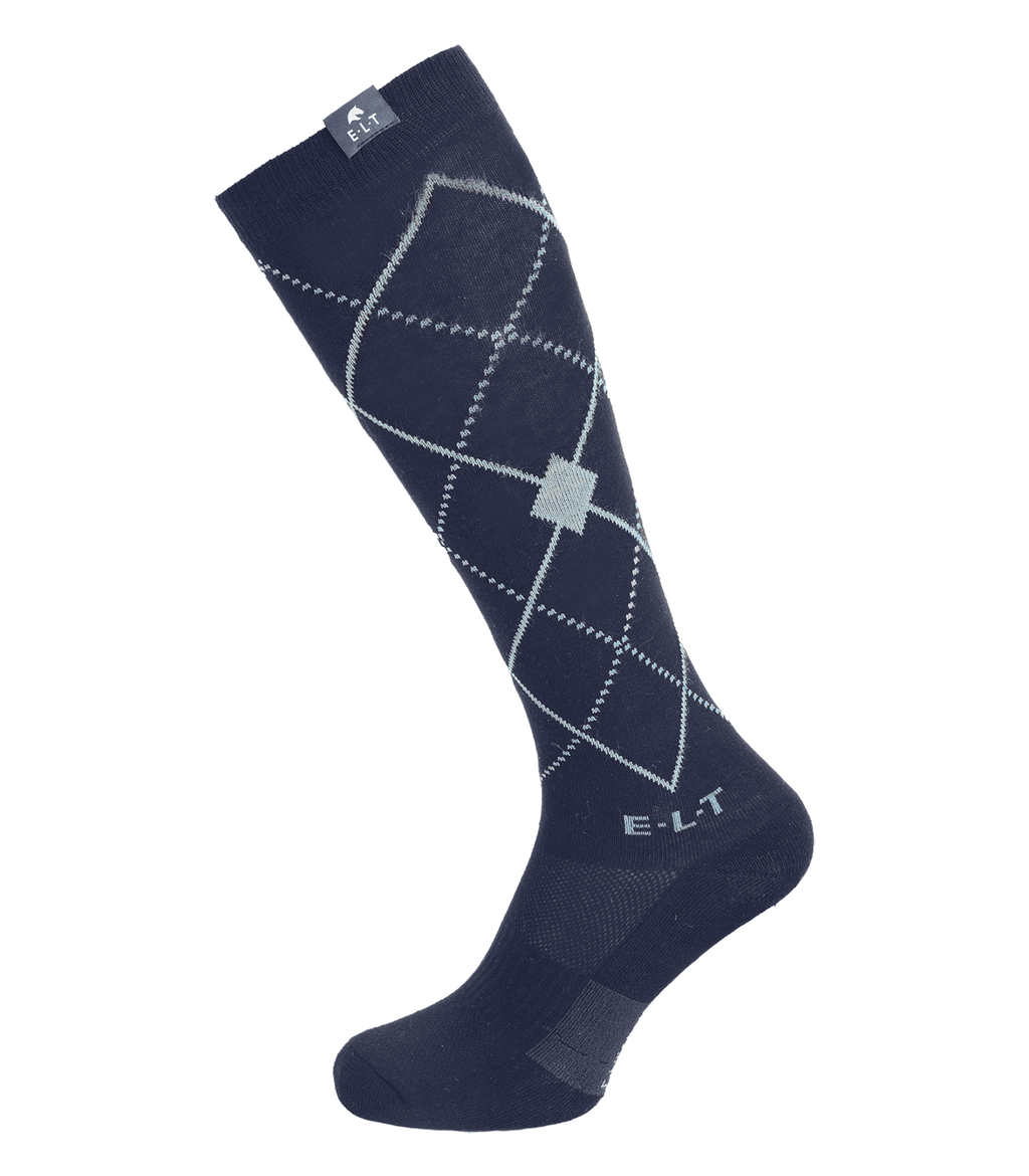 Chaussettes d'équitation Argyle bleu marine - ELT