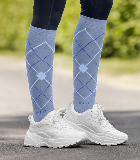 Chaussettes d'équitation Argyle bleu clair - ELT