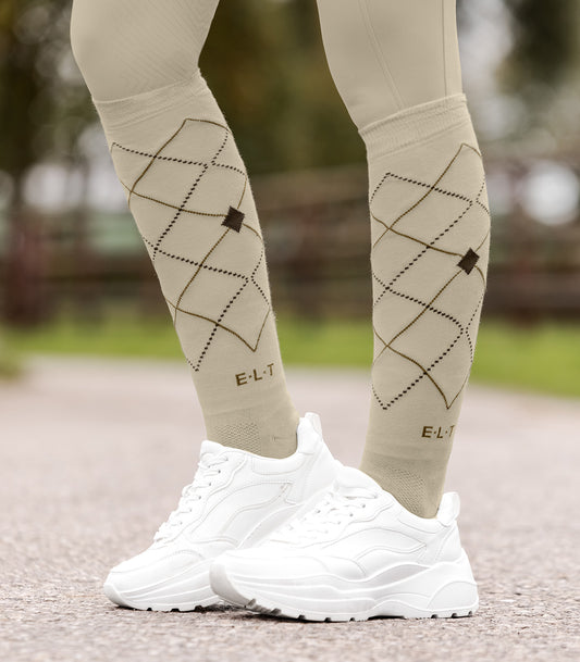 Chaussettes d'équitation Argyle beige - ELT