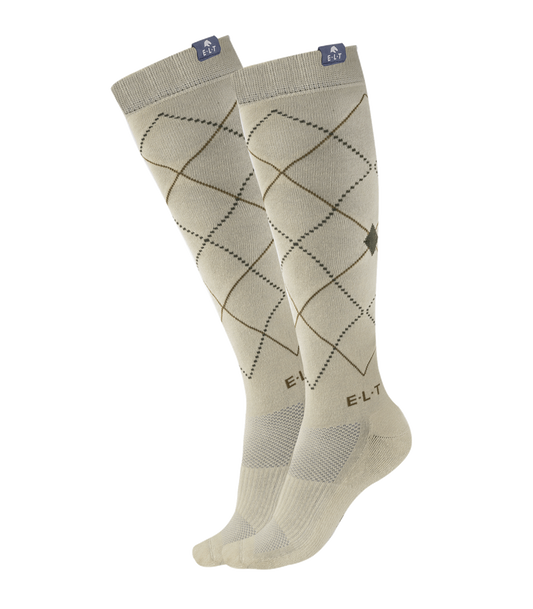 Chaussettes d'équitation Argyle beige - ELT