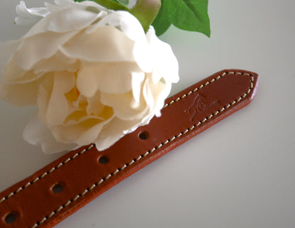 Collier cuir chien cognac et beige - Caliway